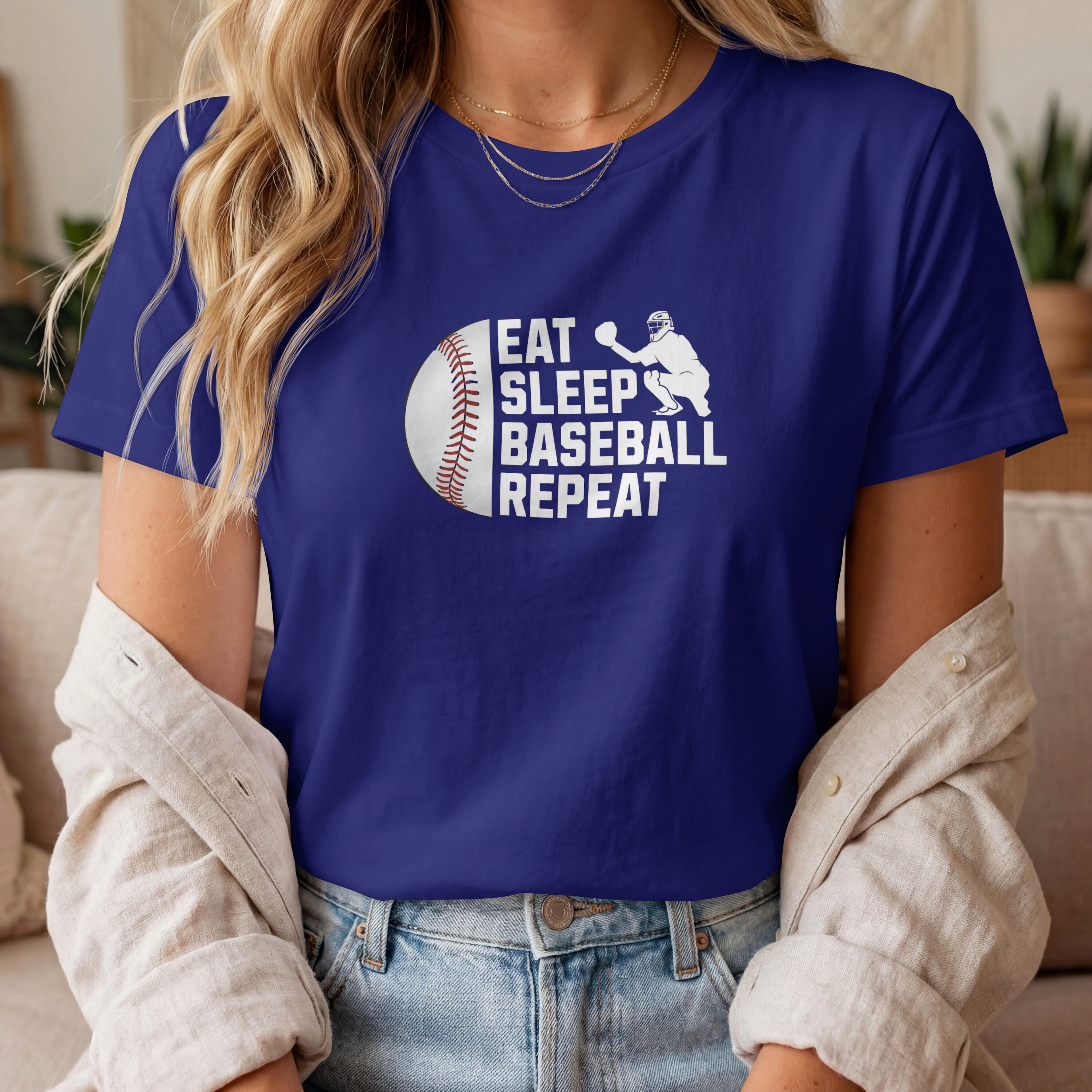 EAT, SLEEP, BASEBALL, REPEAT SHORT SLEEVE S-SHIRT