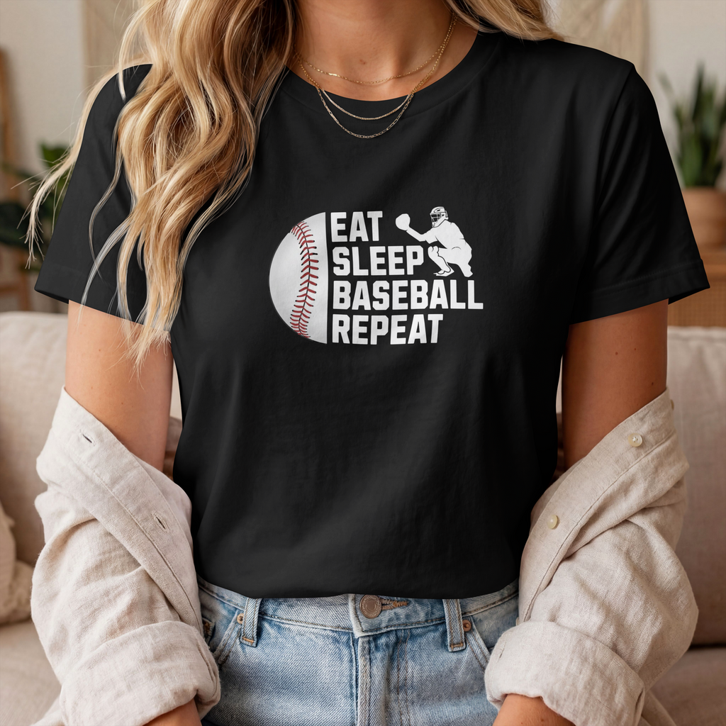 EAT, SLEEP, BASEBALL, REPEAT SHORT SLEEVE S-SHIRT