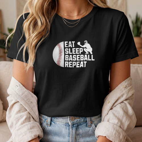 EAT, SLEEP, BASEBALL, REPEAT SHORT SLEEVE S-SHIRT