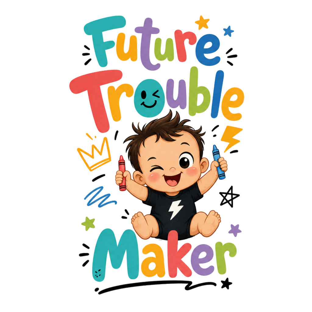 FUTURE TROUBLE MAKE SHORT SLEEVE BABY ONESIE