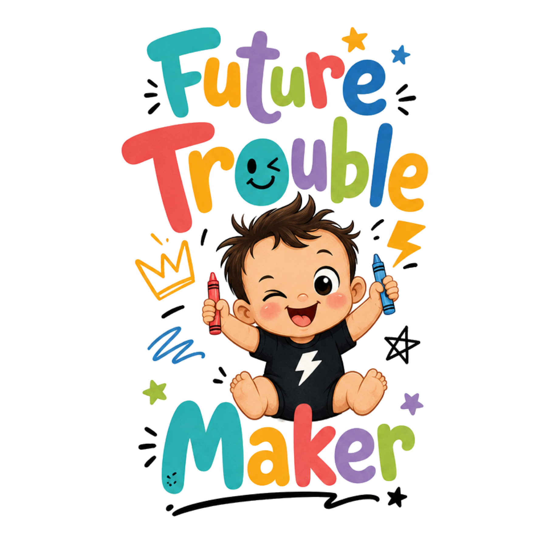 FUTURE TROUBLE MAKE SHORT SLEEVE BABY ONESIE
