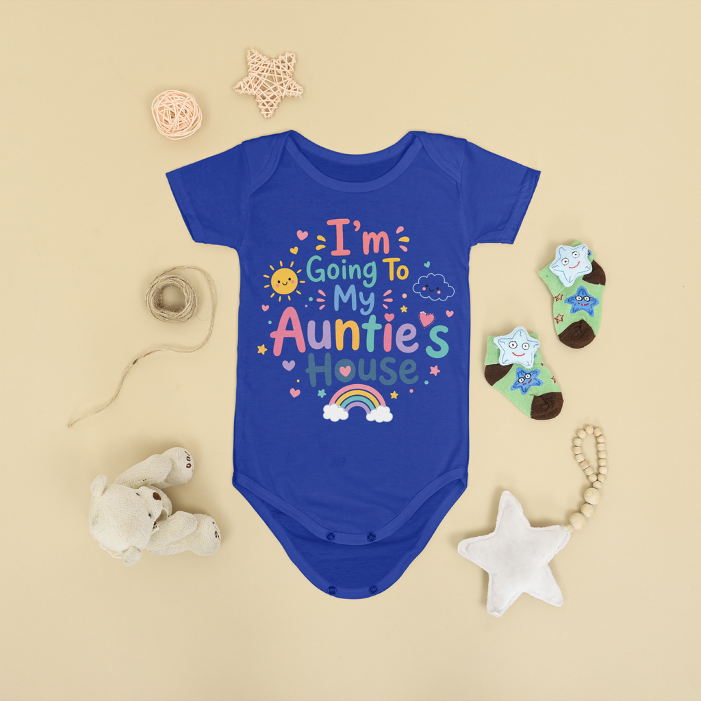 I'M GOING TO MY AUNTIE'S HOUSE SHORT SLEEVE BABY ONESIE