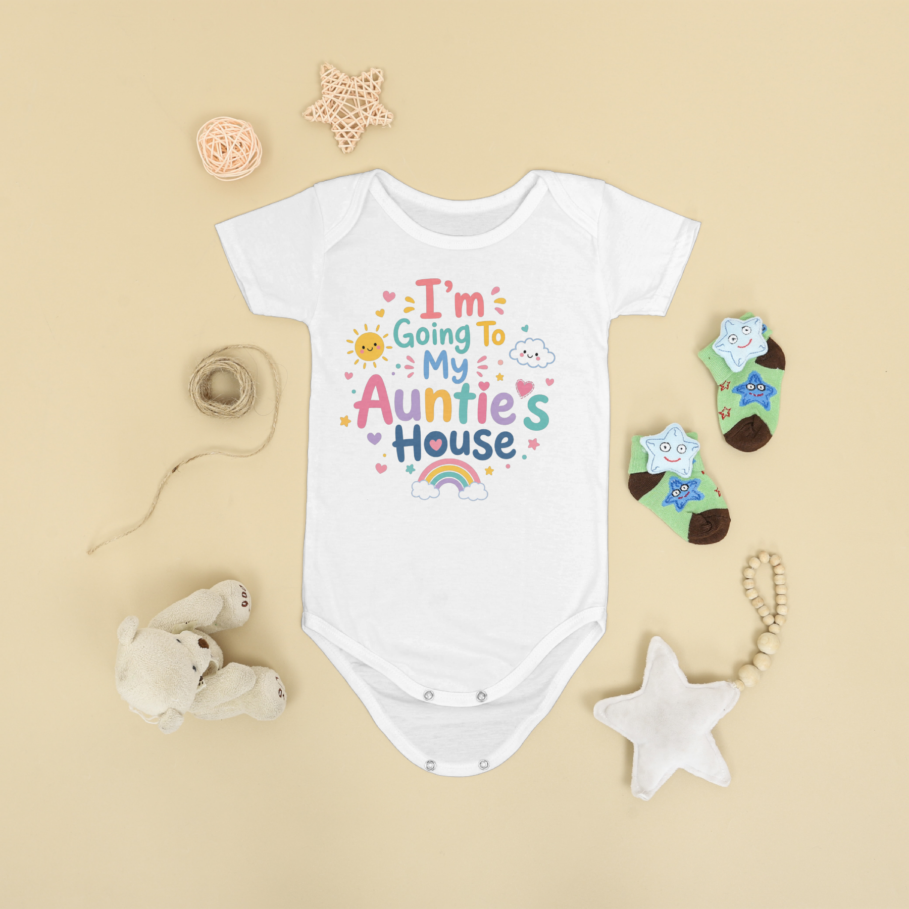 I'M GOING TO MY AUNTIE'S HOUSE SHORT SLEEVE BABY ONESIE