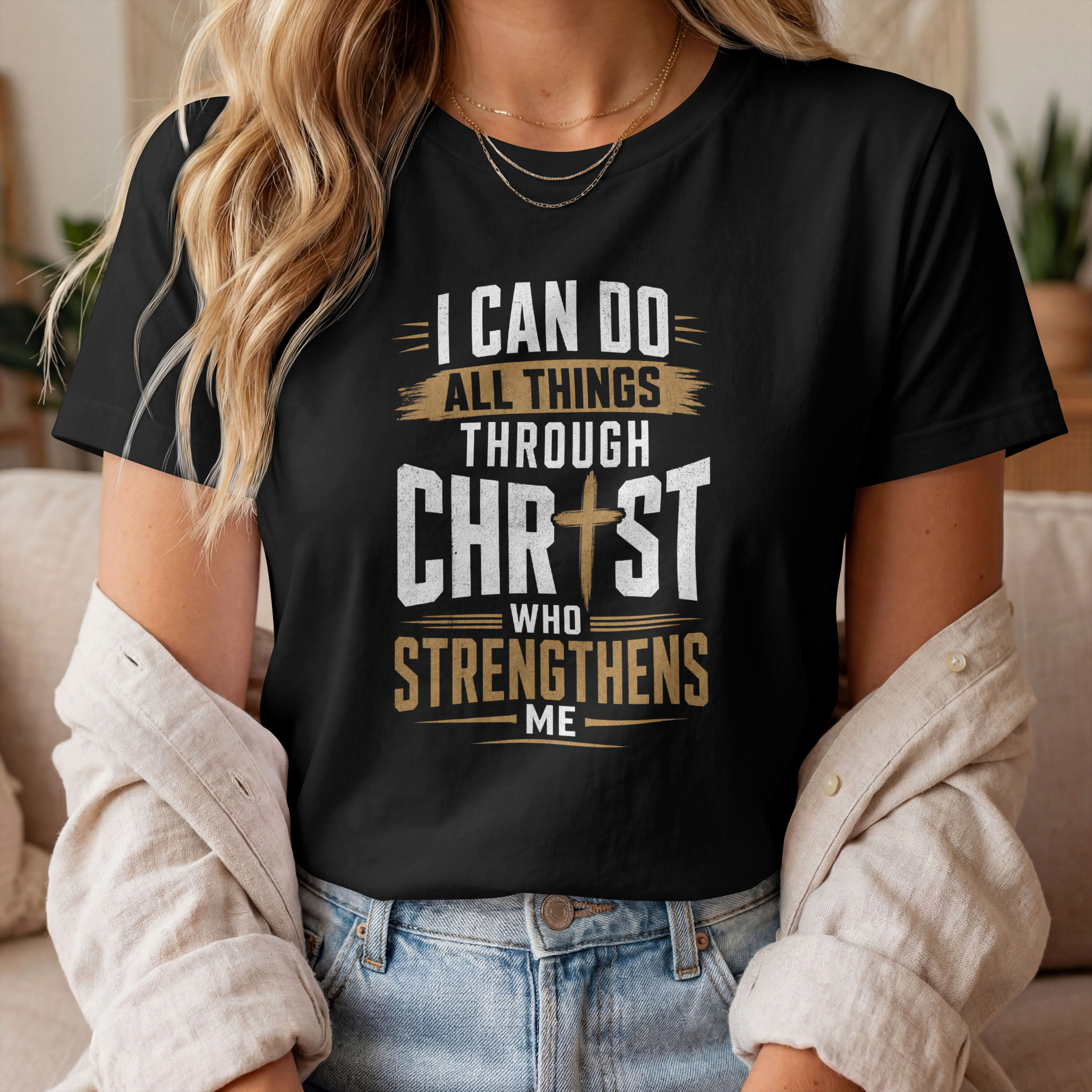 CUSTOM SHORT SLEEVE T-SHIRT I CAN DO ALL THINGS THROUGH CHRIST