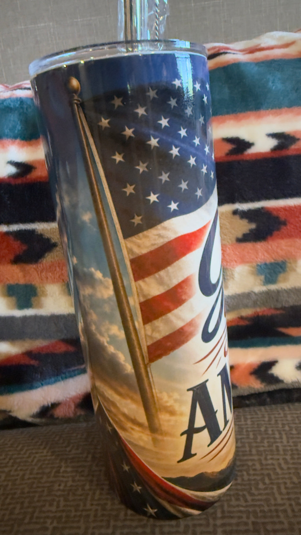 God Bless America Flag – 20 oz Skinny custom Sublimation Tumbler