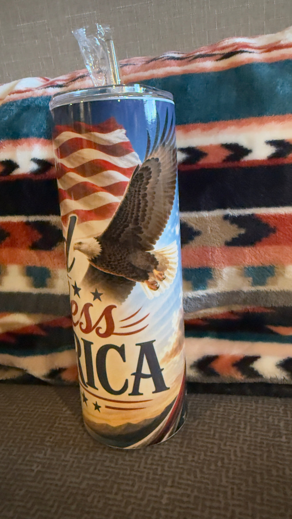 God Bless America Flag – 20 oz Skinny custom Sublimation Tumbler