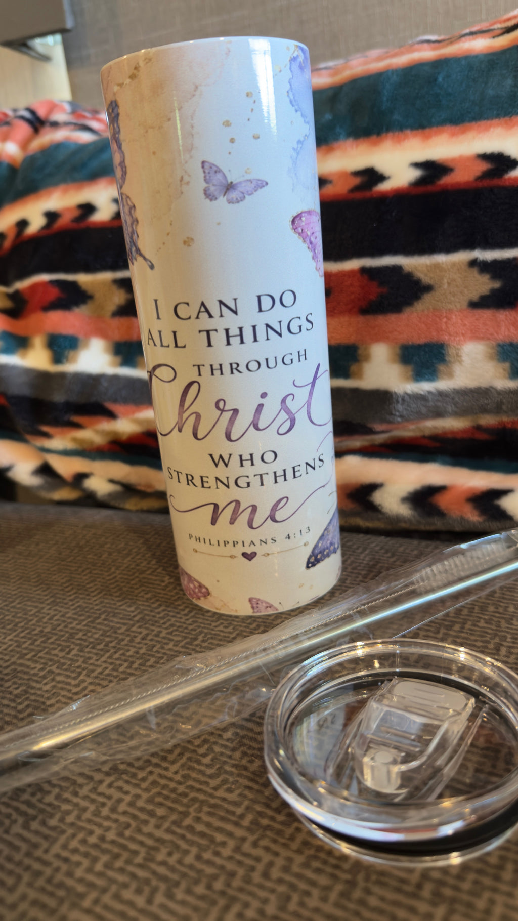 I Can Do All Things Through Christ – 20 oz Skinny Sublimation Tumbler custom