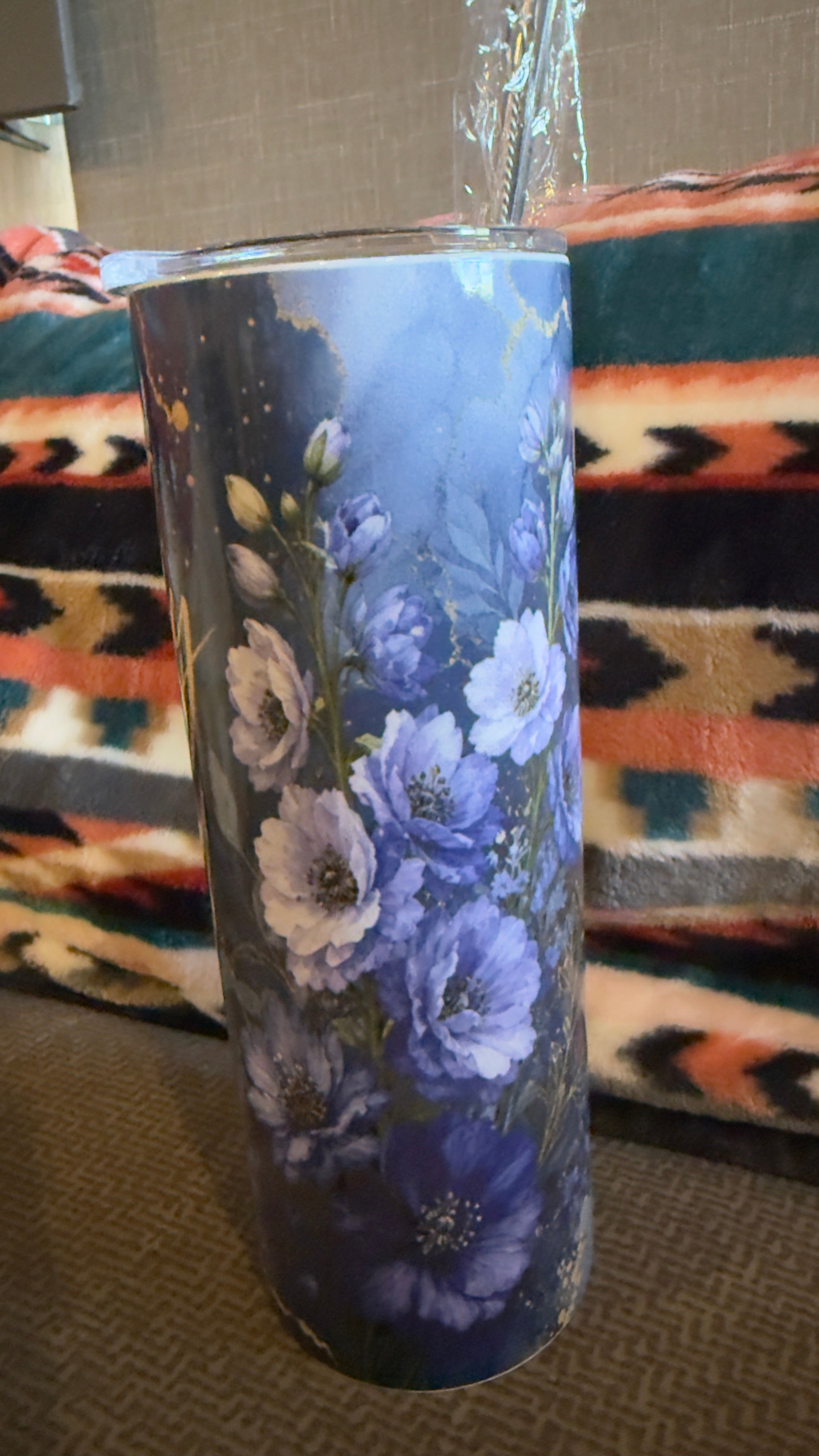July Birth Flower Larkspur – 20 oz Skinny Sublimation Tumbler custom