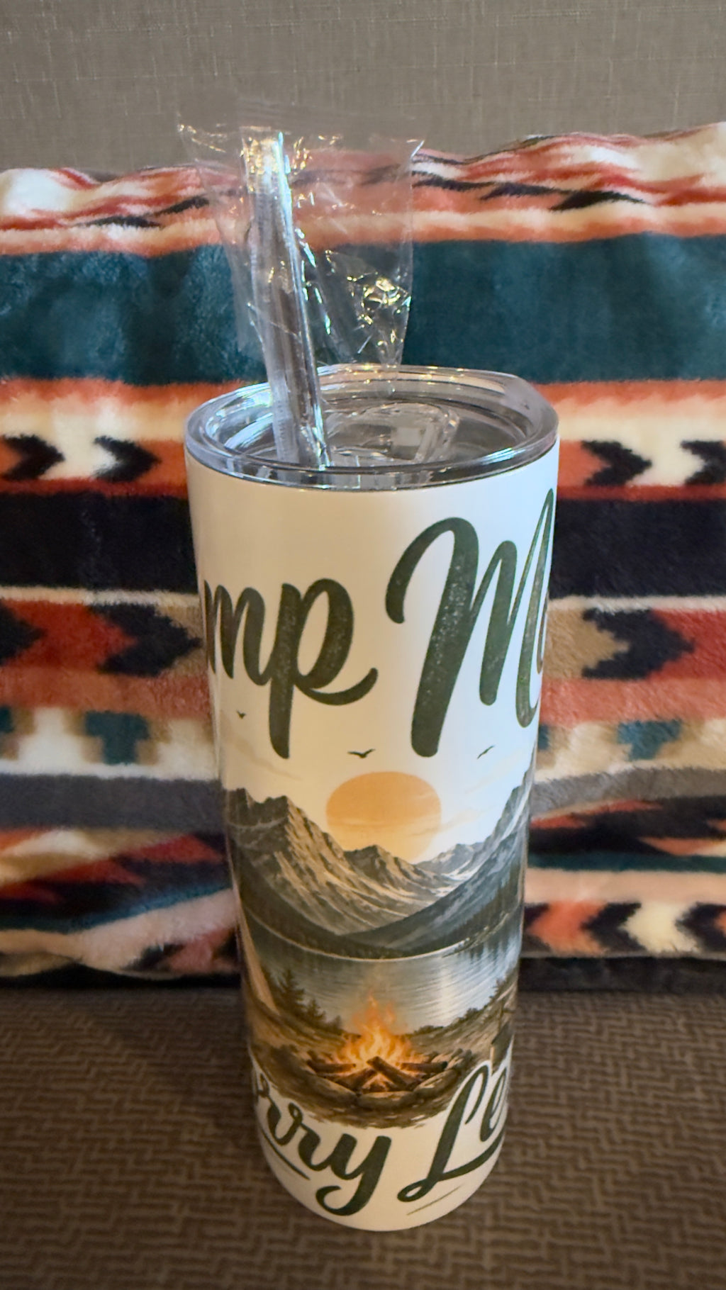 Camp More, Worry Less – 20 oz Skinny Sublimation Tumbler