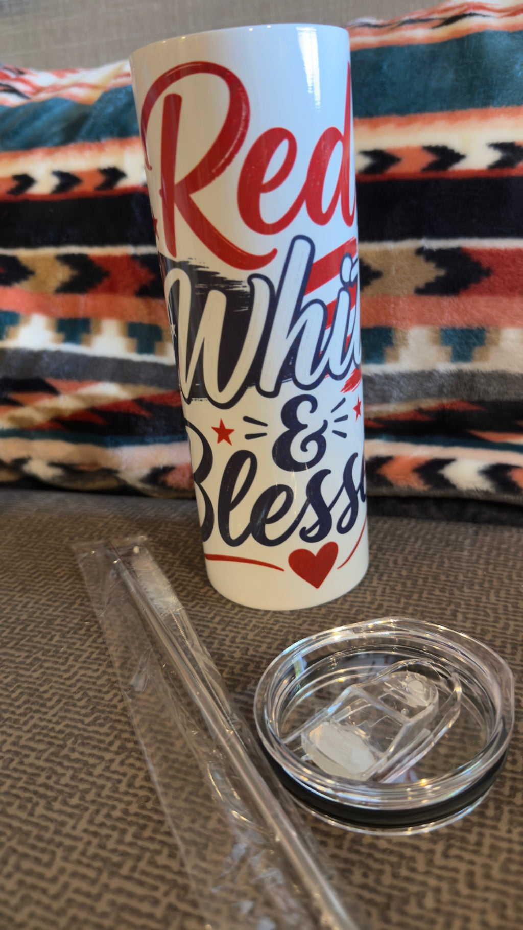 Red White & Blessed – 20 oz Skinny Sublimation Tumbler Homemade