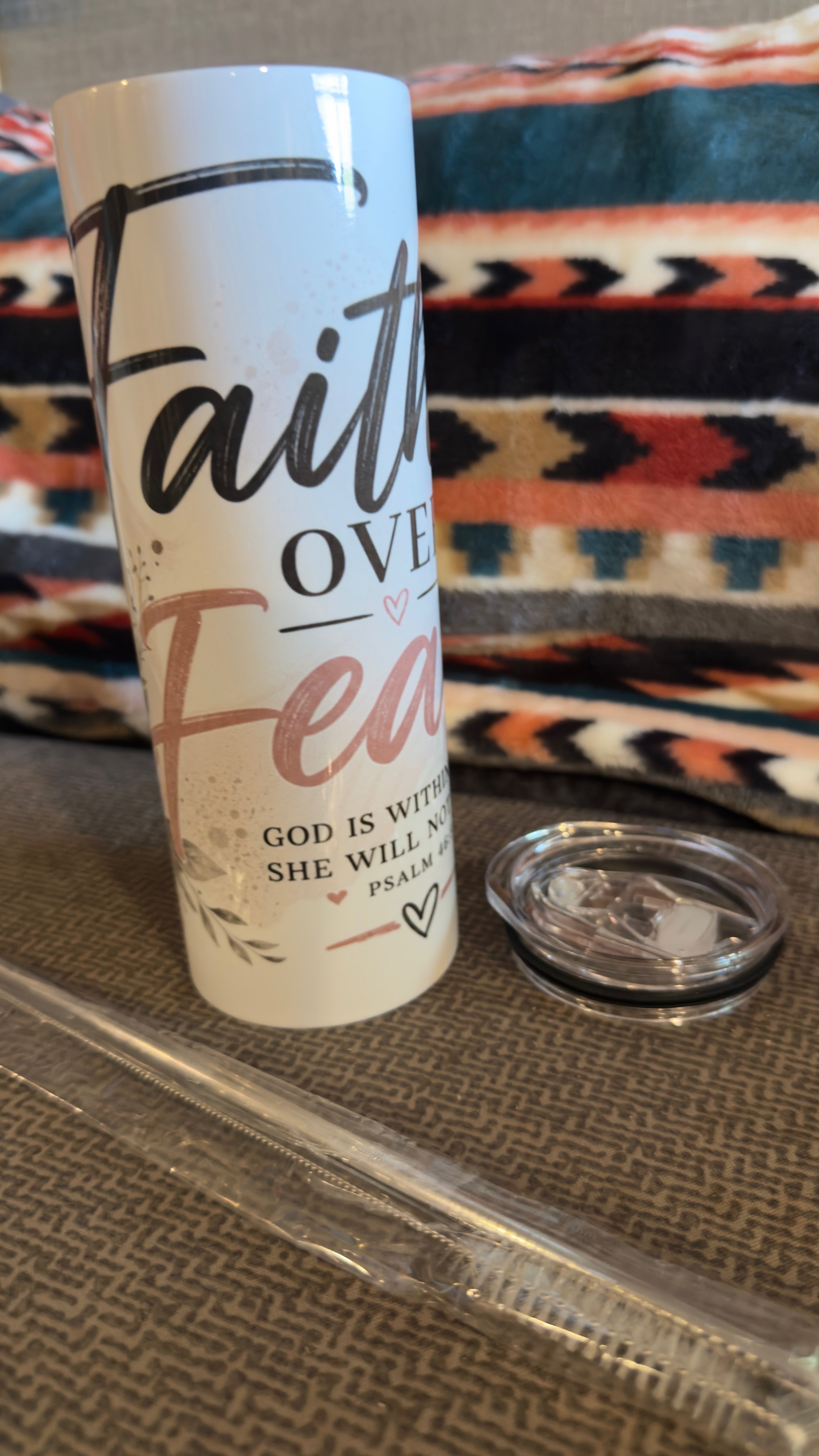 FAITH OVER FEAR HANDMADE CUSTOM SUBLIMATION TUMBLERS