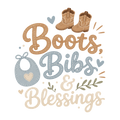 BOOTS, BIBS & BLESSINGS SHORT SLEEVE BABY ONESIE