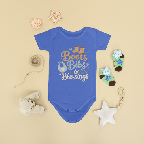 Boots, Bibs & Blessings Short Sleeve Baby Onesie