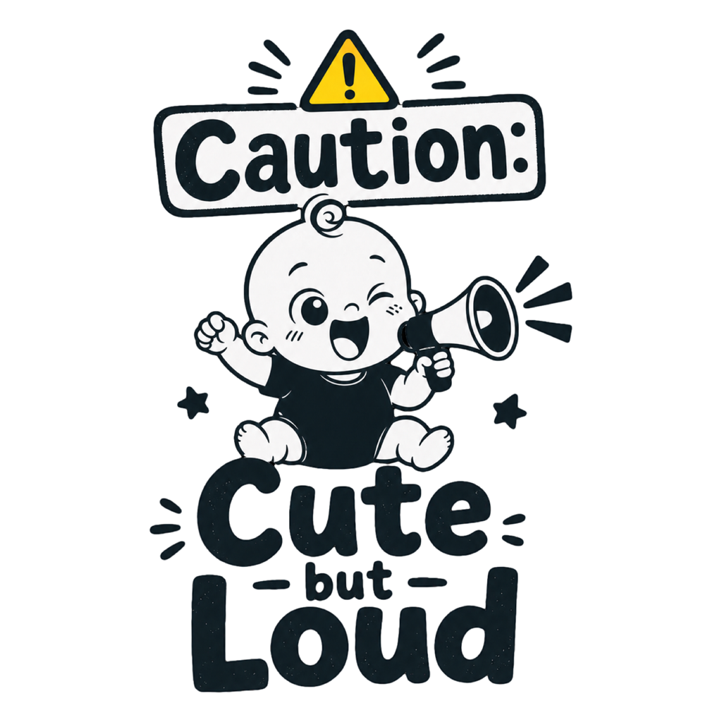 CAUTION: CUTE BUT LOUD SHORT SLEEVE BABY ONESIE