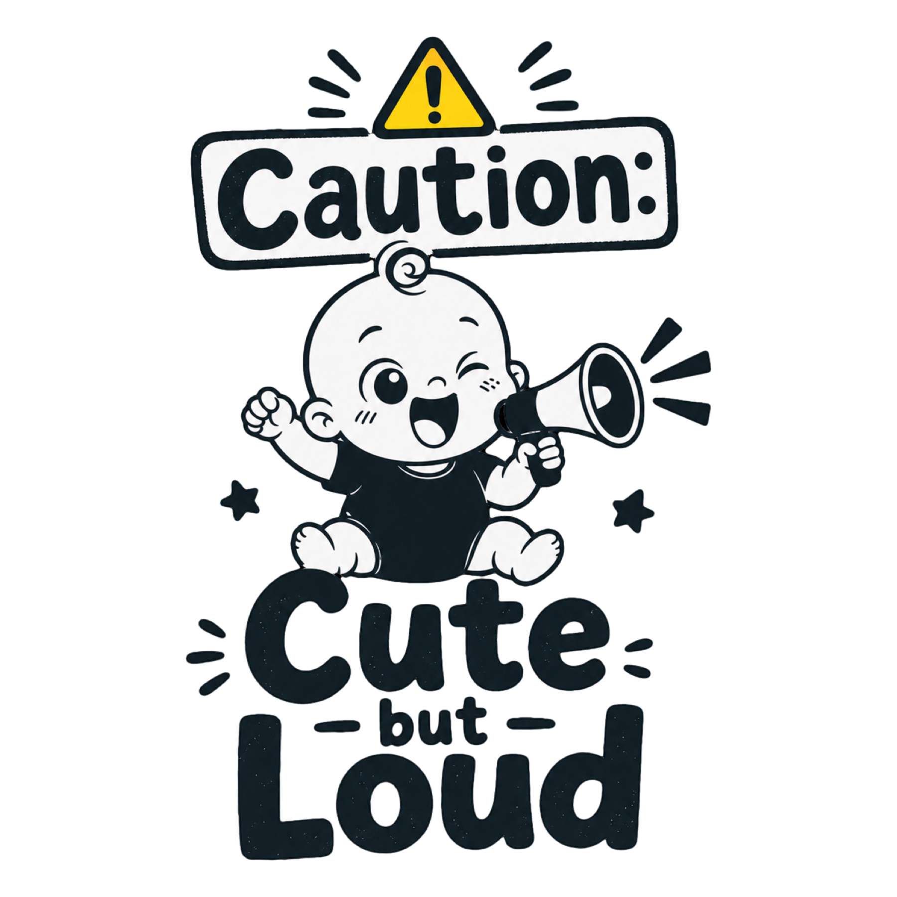 CAUTION: CUTE BUT LOUD SHORT SLEEVE BABY ONESIE