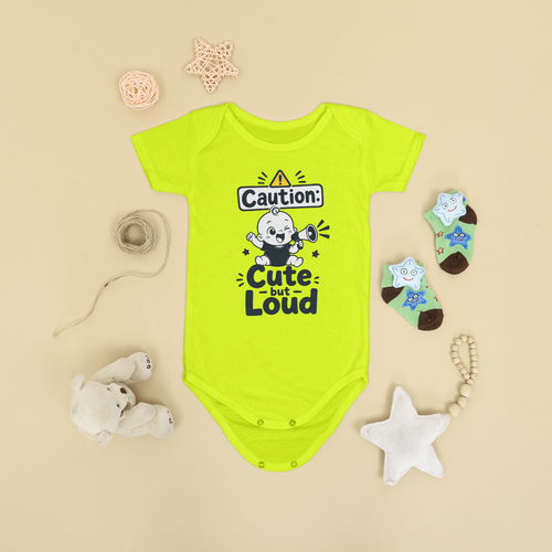 Caution: Cute But Loud Short Sleeve Baby Onesie