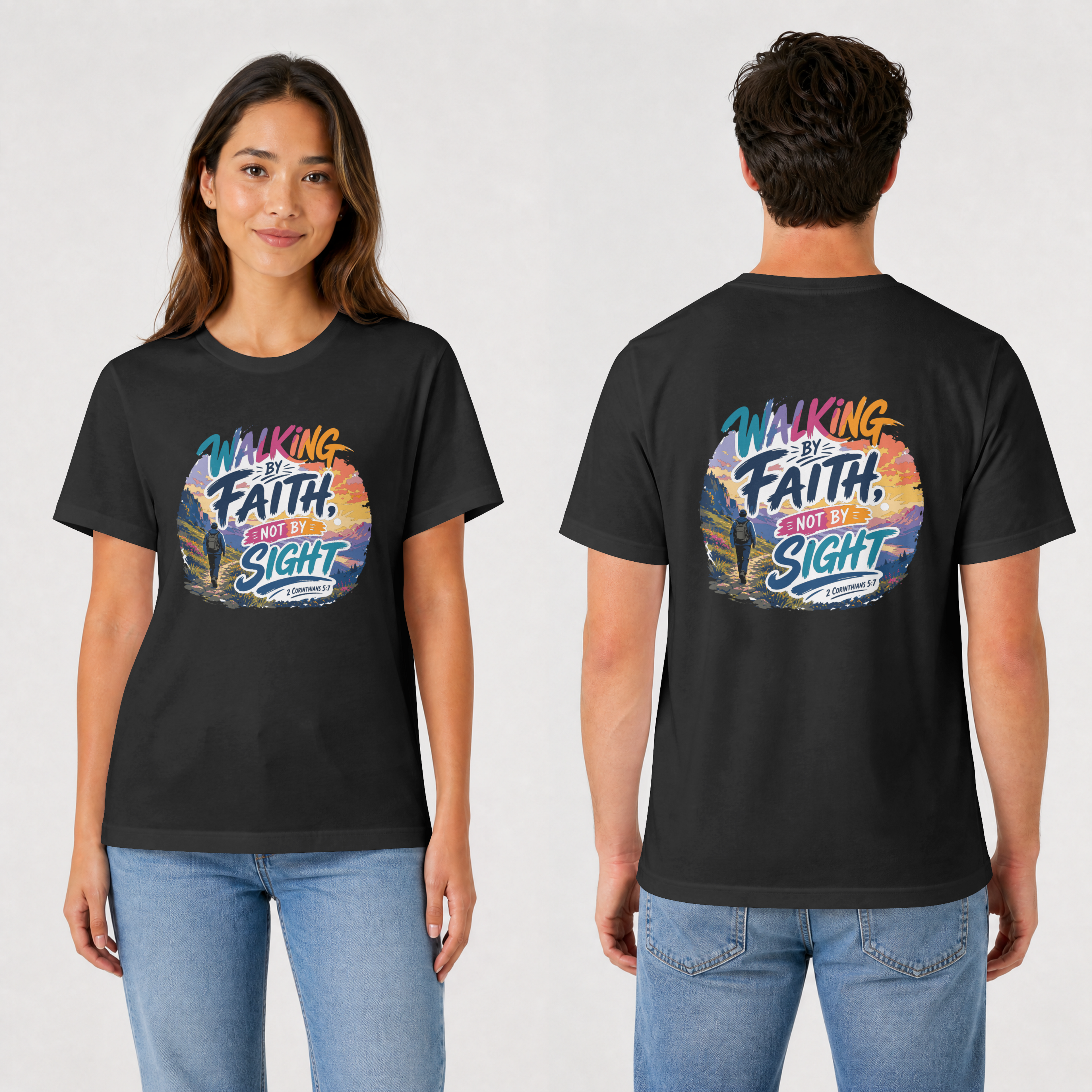 WALKING BY FAITH CUSTOM SHORT SLEEVE T-SHIRT